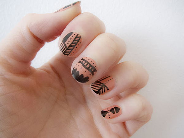 Cool Tribal Nail Art Ideas and Designs. Work to mark rites of passage, helped identify family members or work as a charm to ward off evil spirits. Wonderful for festive or special occasions.