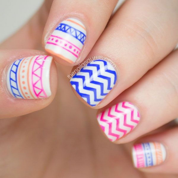 Cool Tribal Nail Art Ideas and Designs. Work to mark rites of passage, helped identify family members or work as a charm to ward off evil spirits. Wonderful for festive or special occasions.