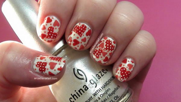 Romantic Valentine Nail Art.