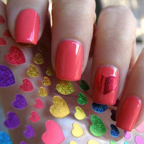 Romantic Valentine Nail Art.