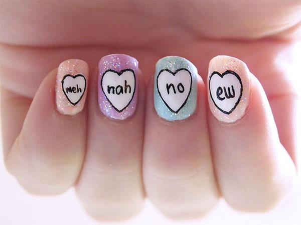 Romantic Valentine Nail Art.