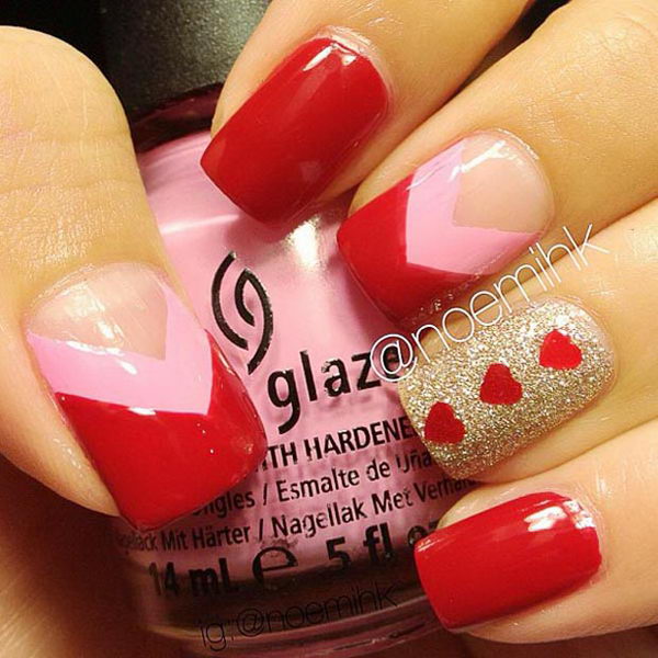 Romantic Valentine Nail Art.