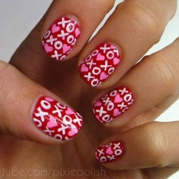 Romantic Valentine Nail Art.