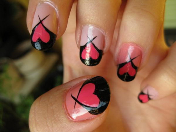 Romantic Valentine Nail Art.