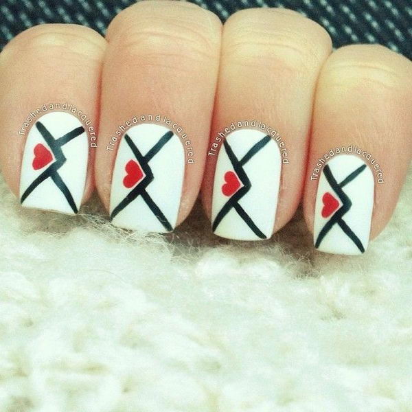 Romantic Valentine Nail Art.