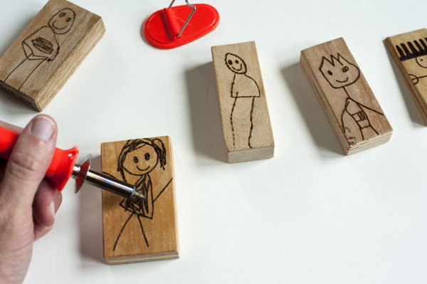 Draw figures on the wood blocks and trace over the drawings and make some doll blocks. Kids would have a great time acting out scenes with the characters they made. 