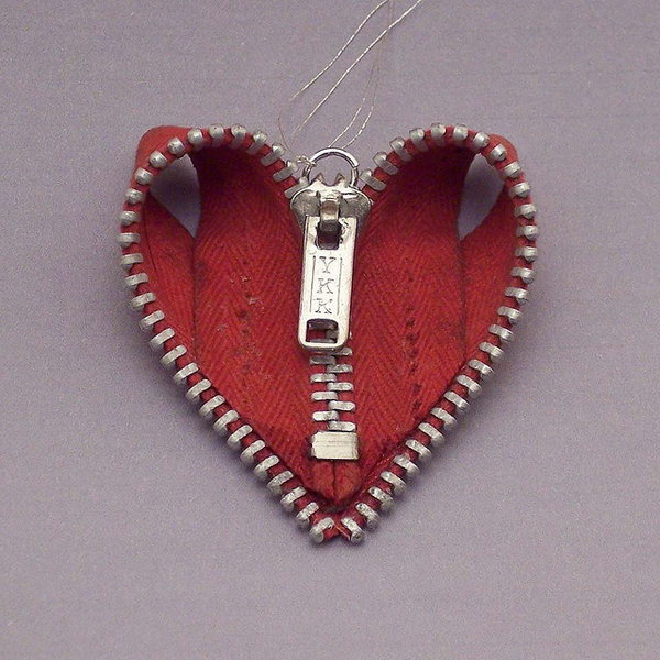 Zipper Heart Ornament, 