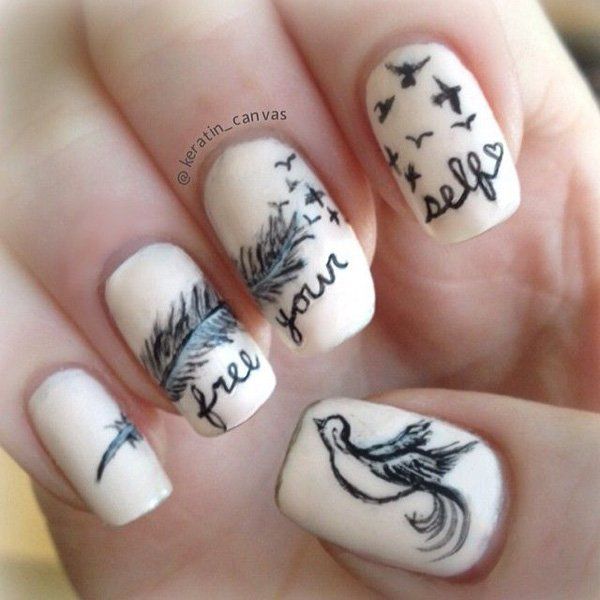 Creative Feather Nail Art Designs - Hative