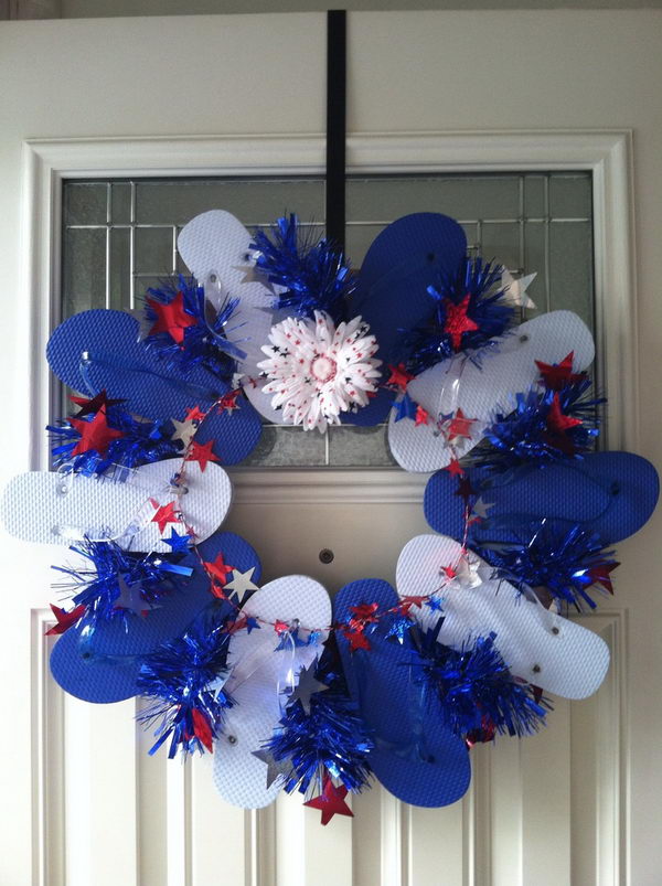 flop flip wreath diy wreaths summer door decorating patriotic decoration july crafts hative flops christmas source 4th uploaded user