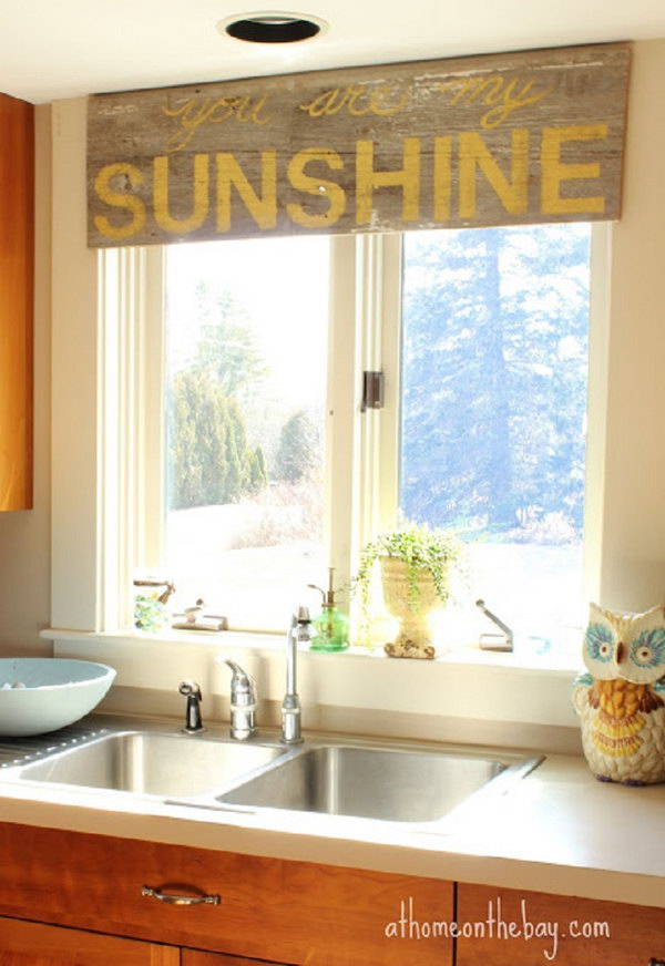 window kitchen treatment wood creative tiny treatments barn sunlight through knothole stenciled sunshine lyrics hative rays letter dance