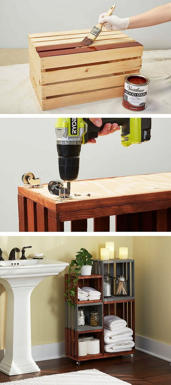 DIY Ideas With Milk Crates Or Wooden Crates Hative   16 Milk Crate Ideas 