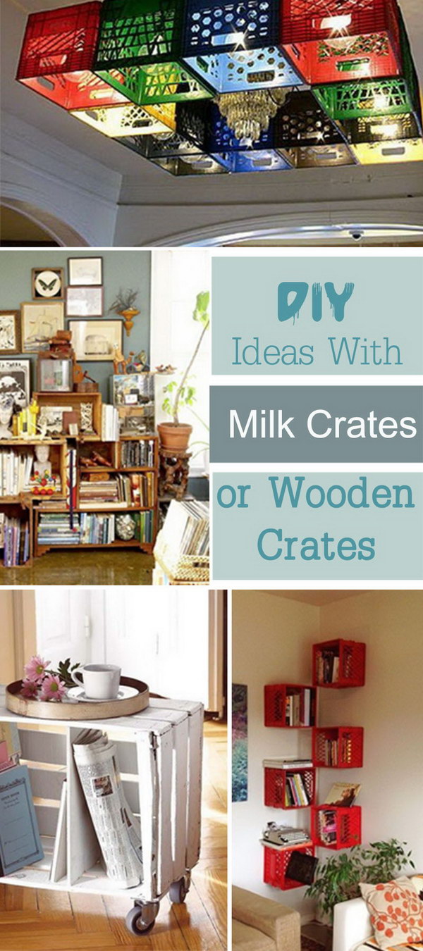 Diy Ideas With Milk Crates Or Wooden, Plastic Crate Shelves