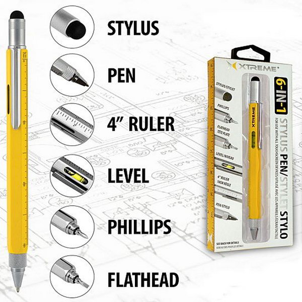 Use this Multi Function Ruler Pen instead of carrying around separate tools. This useful pen can be also an PDA stylus, a ballpoint, a ruler, a screwdriver and other tools. It is the one that keep your writing needs right on your hand.