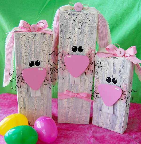 wood nesting easter bunnies