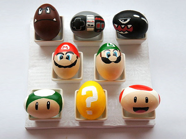 Super Mario Easter Eggs. If you are a fan of Super Mario, paint these eggs into the heroes in your game. Just inspire your creation sparks!