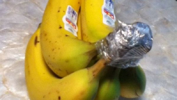 Wrap the ends of bananas in plastic wrap. It will keep them fresh longer.