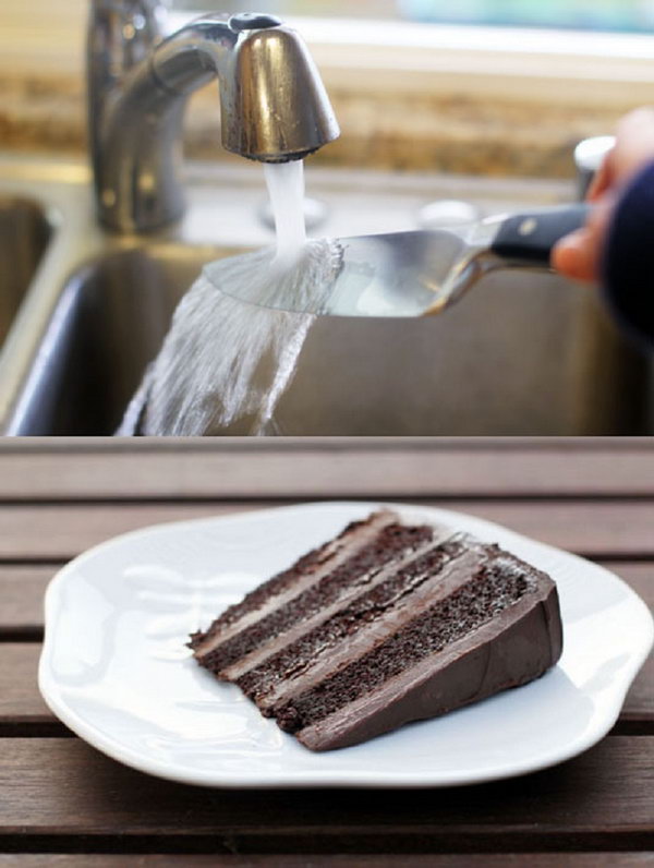 Use a hot knife to slice cake. Put your knife underneath the hot water before cutting your cake. It will make sure every slice looks as amazing as it tastes.