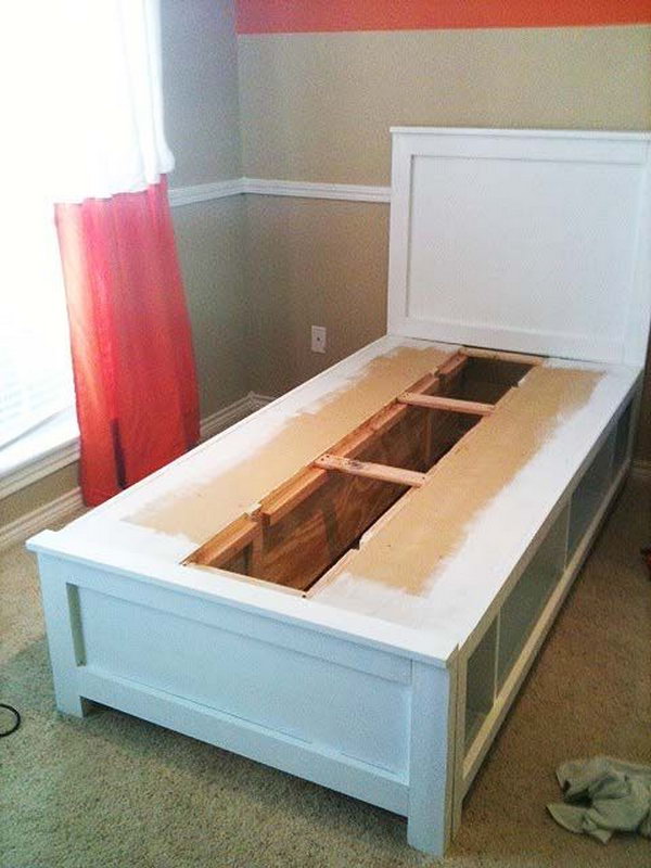 Under Bed Storage Ideas For Bedroom, Diy Twin Bed With Cube Storage