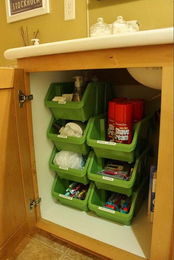 diy storage under bathroom sink