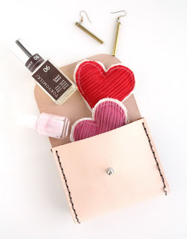 Leather Pouch. A handmade leather pouch is a very practical present for your girl friends to organize their useful small stuff. Moreover it is not difficult to make. 