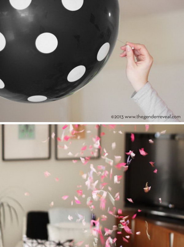 reveal gender balloons creative balloon inside confetti discovery popping pink based polka dot hative hang spray ribbon source silly string