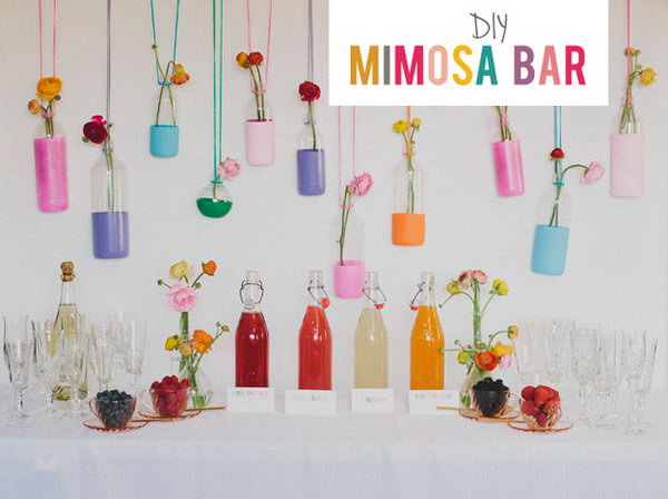 Mimosa Bar Wedding Ideas. Delight your guests with a mimosa bar for a morning or brunch reception in bright colors and fresh flavor.