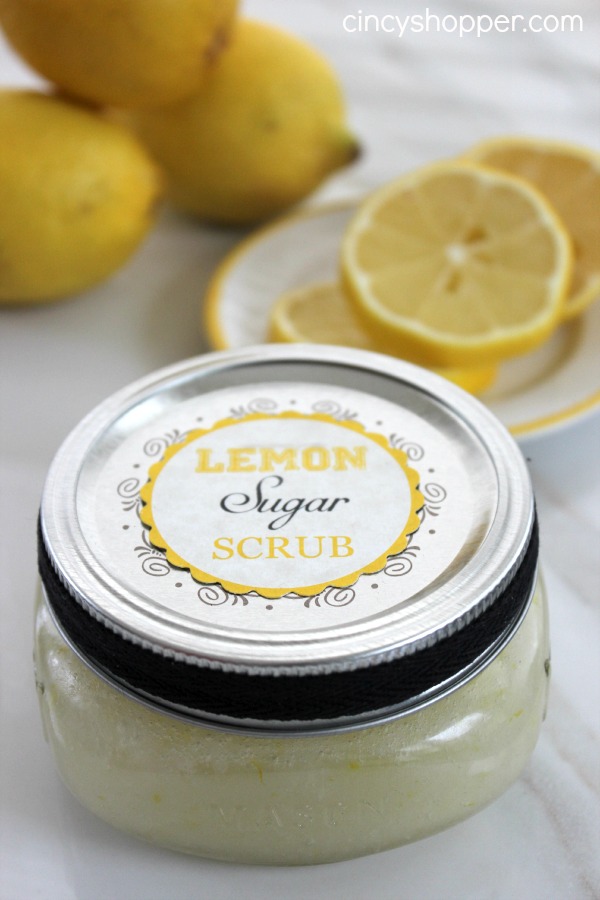 Lemon Sugar Scrub in a Jar. Mix coconut oil and sugar added lemon juice, place them in a jar, add a label and some ribbon for beautiful decor. It's fantastic to whip up these scrubs in the jar.