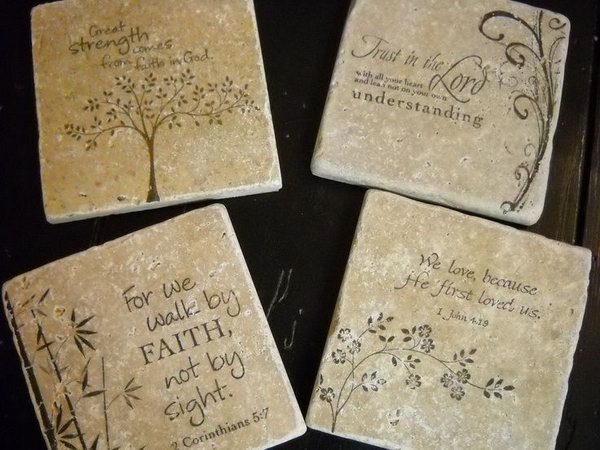 ceramic tile crafts tiles leftover gift projects bible verse coasters hand craft gifts personalized holiday coaster diy reusing creative stamped