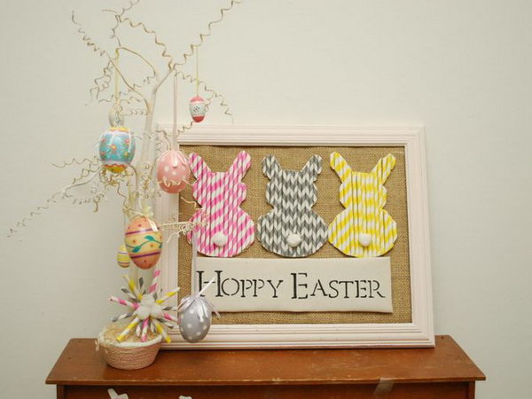 Paper Straw Easter Bunnies. A few inexpensive supplies + a little creativity = festive decorations that you'll want to keep around long after bunny day. Get the tutorial for this craft here.