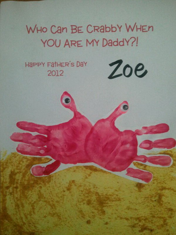 Cute DIY Handprint Crab Card. This is great fun and also makes a beautiful card for Mother's Day as a gift.