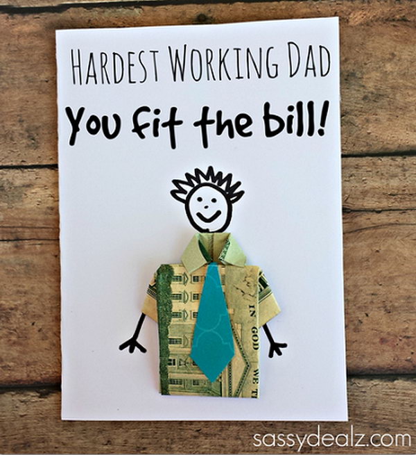 Dollar Bill Origami T-Shirt Father's Day Card