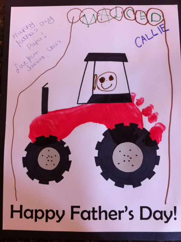 DIY Footprint Tractor Father's Card