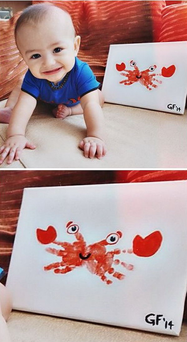 Handprint Crab Craft .