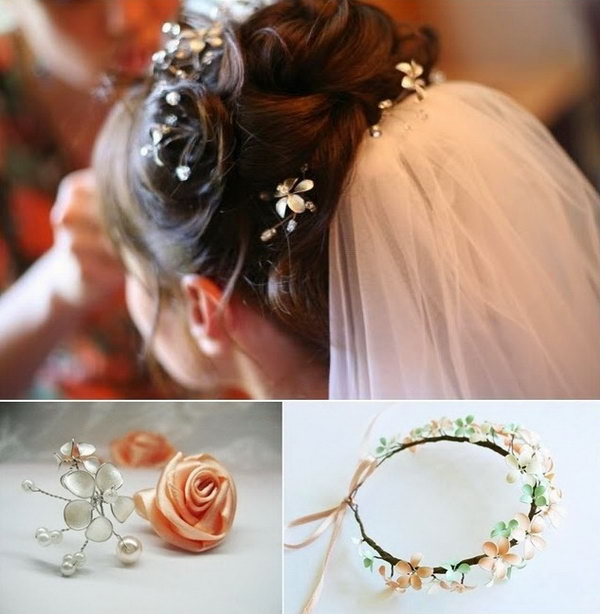 DIY Hair Makeup with Nail Polish. Make some hair makeup, such as the flower crown, with nail polish and wire. They are great gifts for your  beloved sisters.  Tutorials are below.