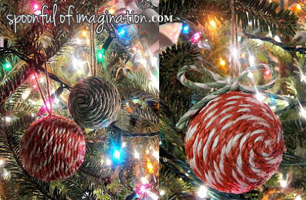 DIY Decorative Rope Balls. Use the clothes line rope and boot laces to make these gorgeous decorative balls and ornaments. They looks so great on the tree with other lighting. See more 