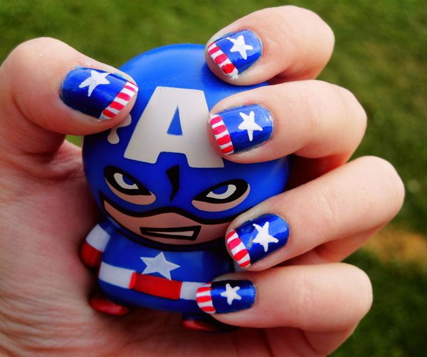 American Flag Nail Art With Tutorial Video