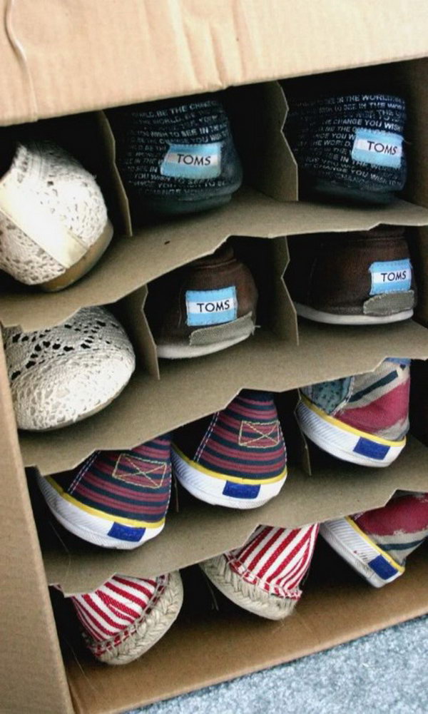 Wine Box Shoe Organization