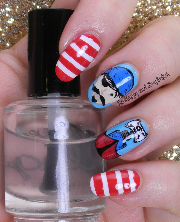 Patriotic Pirate Nail Art