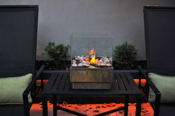 Glass and Metal Mini Fire Pit 