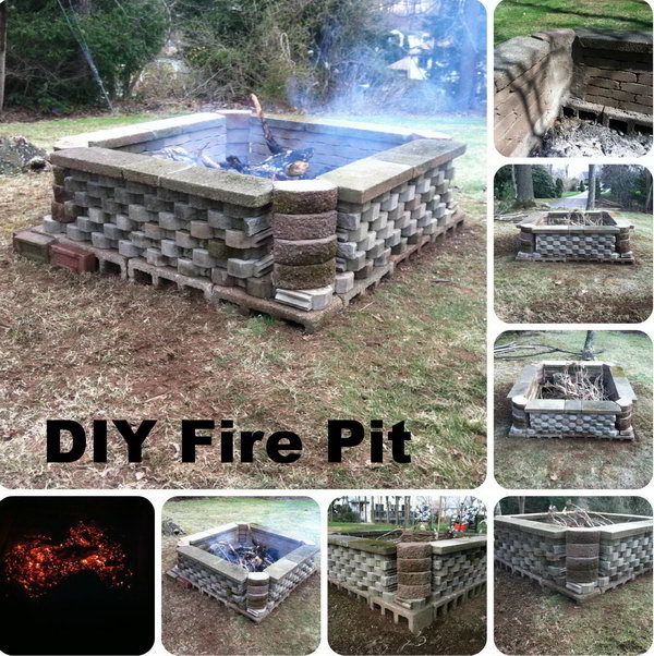 35 Diy Fire Pit Ideas Hative, Rectangle Brick Fire Pit Ideas