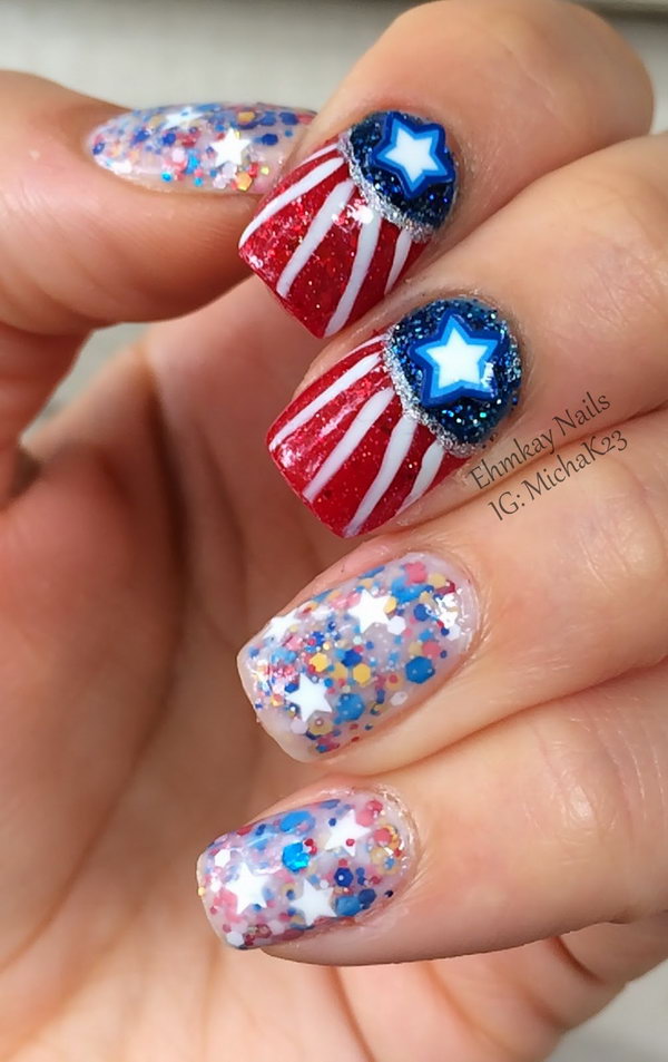 20+ Glitter 4th of July Nail Art Ideas & Tutorials Hative