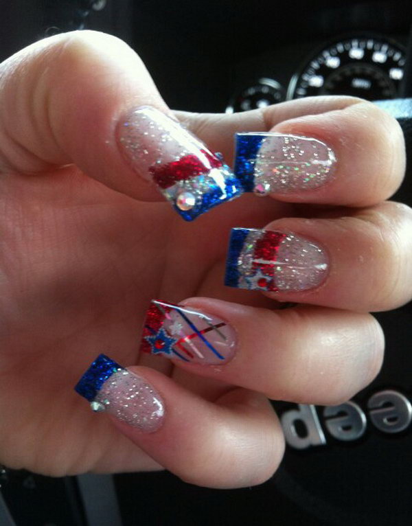 20+ Glitter 4th of July Nail Art Ideas & Tutorials - Hative