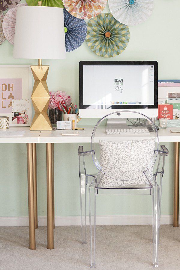 white and gold desk target