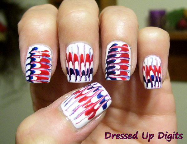 Needle Marbling Fireworks Inspired Nail Art: Head over to see the tutorial 