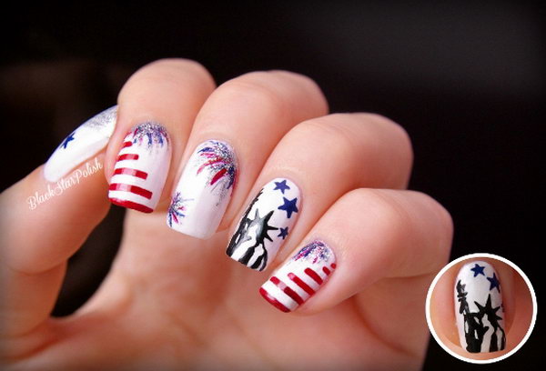 30 Flashing Patriotic 4th of July Fireworks Inspired Nail Art Ideas