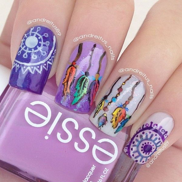 Lots of dream catcher nail designs and ideas. How beautiful and unique with such good meaning. I love it.