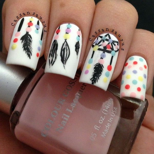 Lots of dream catcher nail designs and ideas. How beautiful and unique with such good meaning. I love it.