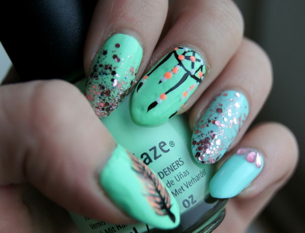 Lots of dream catcher nail designs and ideas. How beautiful and unique with such good meaning. I love it.