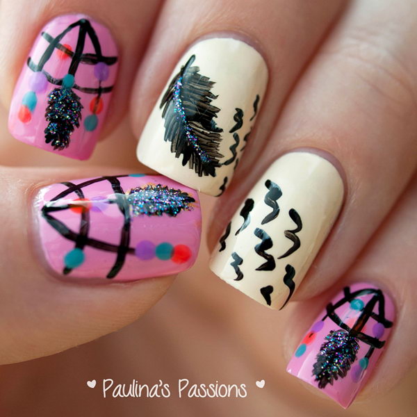 Lots of dream catcher nail designs and ideas. How beautiful and unique with such good meaning. I love it.