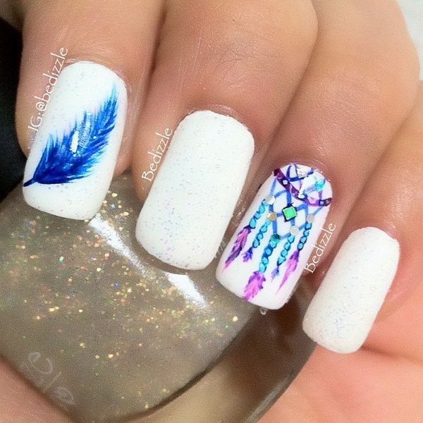 Lots of dream catcher nail designs and ideas. How beautiful and unique with such good meaning. I love it.